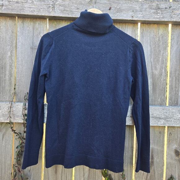 Pendleton Womens 100% Merino Wool Turtleneck Sweater L Navy Blue Quiet Luxury - Picture 5 of 8